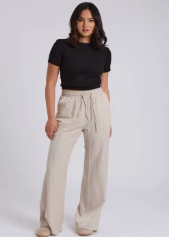 Urban Bliss Cream Drawstring Wide Leg Trouser