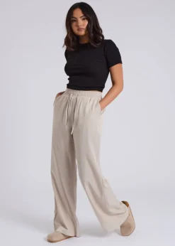 Urban Bliss Cream Drawstring Wide Leg Trouser