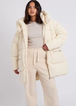 Urban Bliss Cream Mid Length Puffer