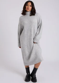 Urban Bliss Grey Midi Roll Neck Dress