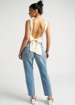 Urban Bliss Mid Blue Ripped Mom Jean