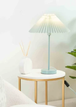 ValueLights Akira  Blue Table Lamp with Blue Tapered Shade (48.5cm x 34.5cm x 34.5cm)