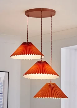 ValueLights Akira  Orange Pendant Light with Orange Tapered Shade (111cm x 57cm x 57cm)