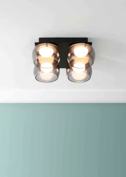 ValueLights Alissa Brushed Gold Flush Light with Clear Dome Shade Integrated LED