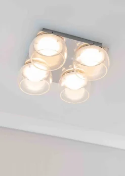 ValueLights Alissa Brushed Gold Flush Light with Clear Dome Shade Integrated LED