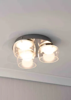 ValueLights Alissa Brushed Gold Flush Light with Clear Dome Shade Integrated LED