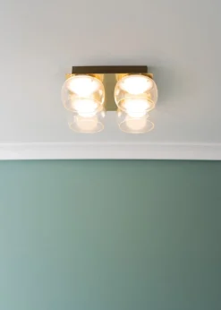 ValueLights Alissa Brushed Gold Flush Light with Clear Dome Shade Integrated LED