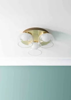 ValueLights Alissa Brushed Gold Flush Light with Clear Dome Shade Integrated LED