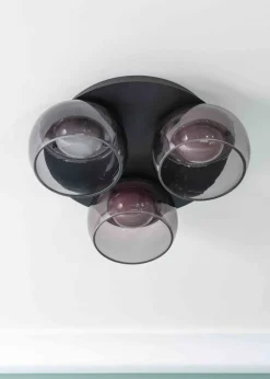 ValueLights Alissa Brushed Black Flush Light with Clear Dome Shade Integrated LED