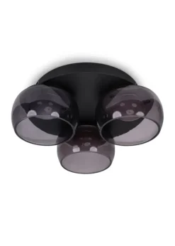 ValueLights Alissa Brushed Black Flush Light with Clear Dome Shade Integrated LED