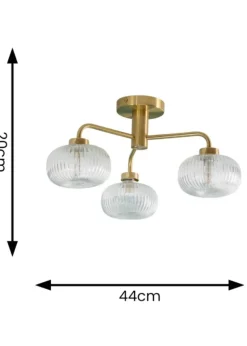 ValueLights Amaia Brushed Gold Semi-Flush Light with Clear Globe Shade
