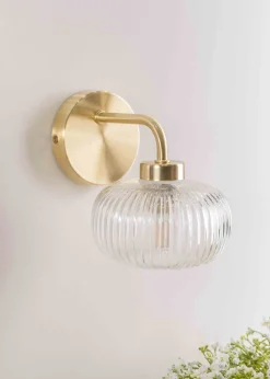 ValueLights Amaia Brushed Gold Wall Light with Clear Globe Shade