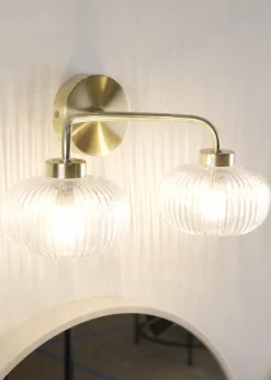 ValueLights Amaia Gold Wall Light with Clear Globe Shade