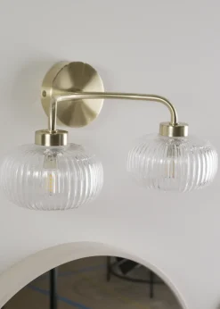 ValueLights Amaia Gold Wall Light with Clear Globe Shade