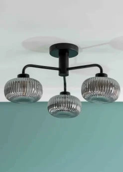 ValueLights Amaia Matte Black Semi-Flush Light with Clear Globe Shade