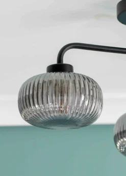 ValueLights Amaia Matte Black Semi-Flush Light with Clear Globe Shade