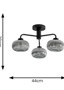 ValueLights Amaia Matte Black Semi-Flush Light with Clear Globe Shade