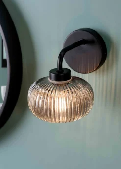 ValueLights Amaia Matte Black Wall Light with Clear Globe Shade