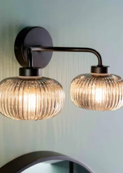 ValueLights Amaia Polished Black Wall Light with Clear Globe Shade