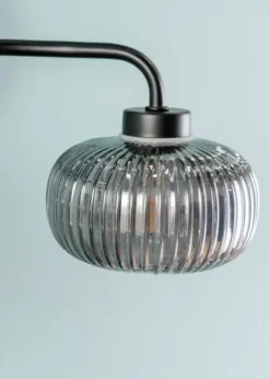 ValueLights Amaia Polished Black Wall Light with Clear Globe Shade