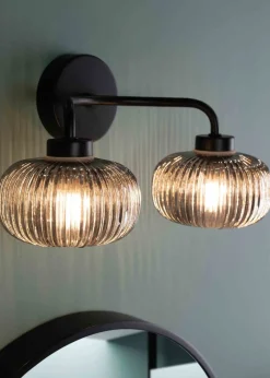 ValueLights Amaia Polished Black Wall Light with Clear Globe Shade