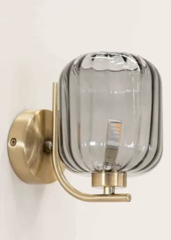 ValueLights Amelie Gold Wall Light with Grey Rectangular Shade