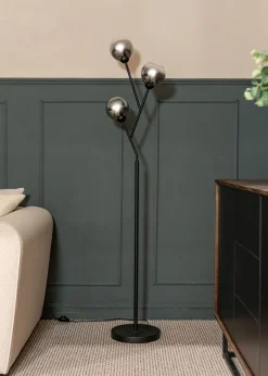 ValueLights Aria 3 Way Smoked Glass Floor Lamp (150cm x 34cm x 25cm)