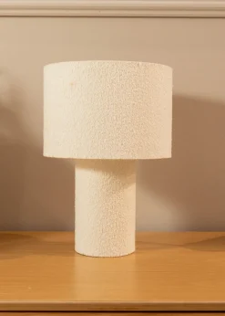ValueLights Ash Natural Boucle Table Lamp (32cm x 22cm x 22cm)