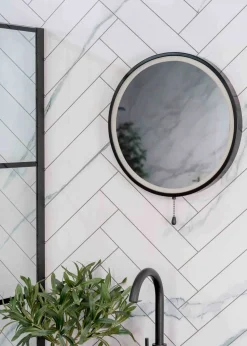 ValueLights Bathroom Mirror Matte Black Illuminated Integrated LED (40cm x 40cm x 3cm)