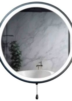 ValueLights Bathroom Mirror Matte Black Illuminated Integrated LED (40cm x 40cm x 3cm)
