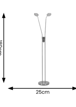 ValueLights Beata 2 arm Dimmable Brushed Silver Floor Lamp