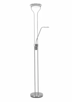 ValueLights Beata Dimmable Brushed Silver Floor Lamp (180cm x 25cm x 46cm)
