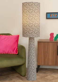 ValueLights Bertie Leopard Print Full Fabric Midi Floor Lamp