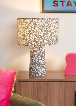 ValueLights Bertie Leopard Print Full Fabric Table Lamp
