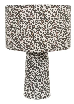 ValueLights Bertie Leopard Print Full Fabric Table Lamp