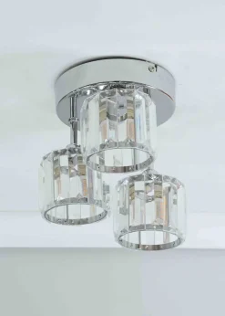 ValueLights Beth Polished Silver Semi-Flush Light with White  Shade (20cm x 19.5cm x 18.5cm)