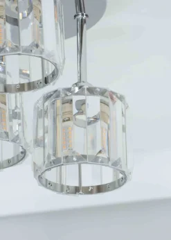 ValueLights Beth Polished Silver Semi-Flush Light with White  Shade (20cm x 19.5cm x 18.5cm)