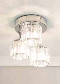 ValueLights Beth Polished Silver Semi-Flush Light with White  Shade (20cm x 19.5cm x 18.5cm)