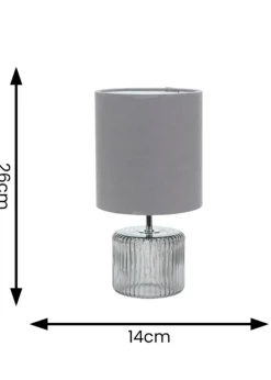 ValueLights Betty Smoked Grey Table Lamp with Grey Drum Shade (26cm x 14cm x 14cm)