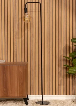 ValueLights Bronx Black Metal Floor Lamp (150.5cm x 22cm x 35.5cm)