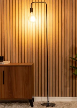 ValueLights Bronx Black Metal Floor Lamp (150.5cm x 22cm x 35.5cm)