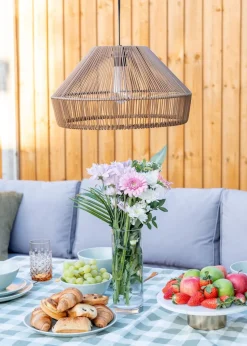 ValueLights Brown Rattan Solar Pendant Lamp (22cm x 40cm x 40cm)