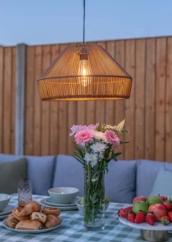 ValueLights Brown Rattan Solar Pendant Lamp (22cm x 40cm x 40cm)
