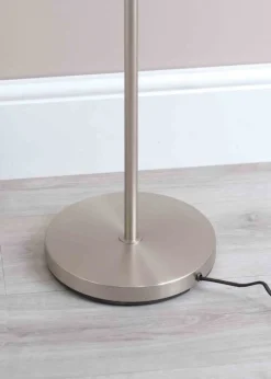 ValueLights Brushed Silver Floor Lamp with Silver Dome Shade (162cm x 45cm x 25cm)