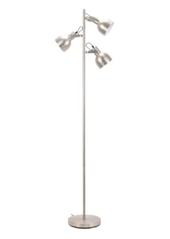 ValueLights Brushed Silver Floor Lamp with Silver Dome Shade (162cm x 45cm x 25cm)