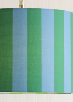 ValueLights Callie Blue & Green Stripe Large Fabric Drum Lamp Shade