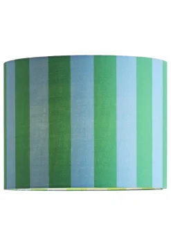 ValueLights Callie Blue & Green Stripe Large Fabric Drum Lamp Shade