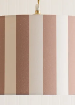 ValueLights Callie Natural & Brown Stripe Small Fabric Drum Lamp Shade