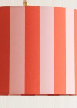ValueLights Callie Orange & Pink Stripe Small Fabric Drum Lamp Shade