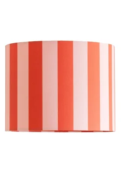 ValueLights Callie Orange & Pink Stripe Small Fabric Drum Lamp Shade